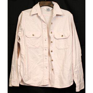 VTG 1960s Woolrich Woman Pale Pink Chamois Fleece Shirt sz 10 Button Up Pockets